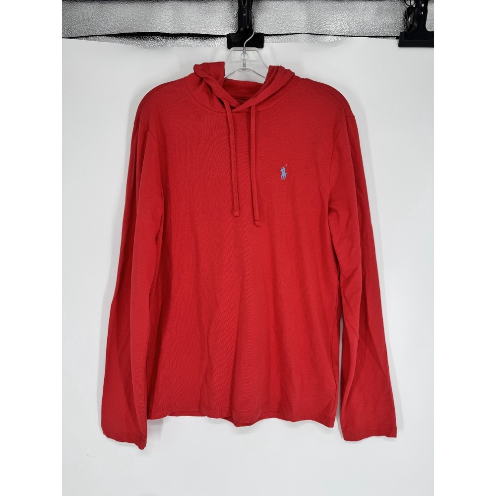 Polo Ralph Lauren Hoodie T Shirt Mens Small Lightweight Hooded Red Pony Logo